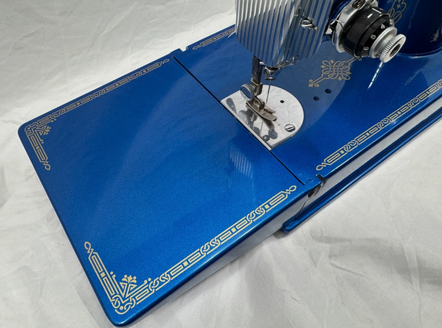 Metallic Blue Sewing Machine